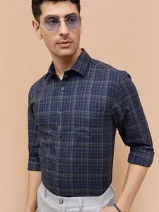 CODE by Lifestyle Men Cutaway Collar Tartan Checked Cotton Formal Shirt