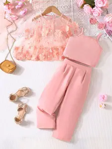 INCLUD Girls Floral Embellished Top With Trousers