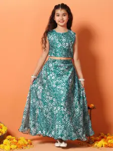 FASHION DREAM Girls Printed Ready to Wear Lehenga & Blouse