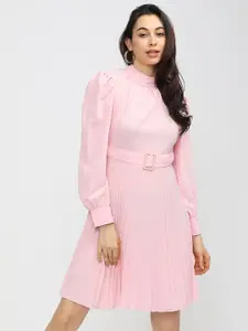 Tokyo Talkies Puff Sleeve Above Knee Length Fit & Flare Dress