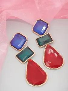 Niscka Gold-Plated Contemporary Drop Earrings