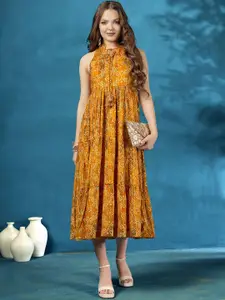 Anouk Women Printed Fit & Flared Midi Ethnic Dresses