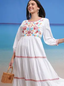 Vishudh Women Floral Embroidered Fit & Flare Dress