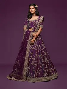 ODETTE Embroidered Sequinned Semi-Stitched Lehenga & Unstitched Blouse With Dupatta
