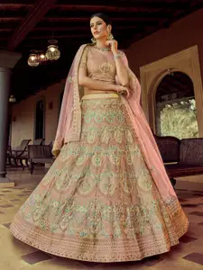 ODETTE Embroidered Semi-Stitched Lehenga & Blouse With Dupatta