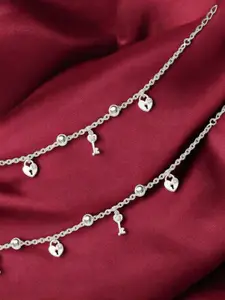 Taraash Set Of 2 925 Sterling Silver Beaded Anklet