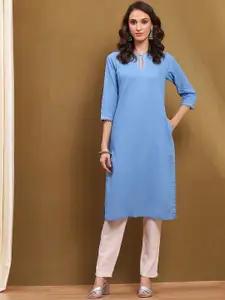 Biba Key-hole Neck Regular Straight Kurta