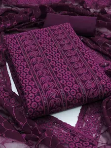 Peachmode Embroidered Sequinned Silk Georgette Unstitched Dress Material