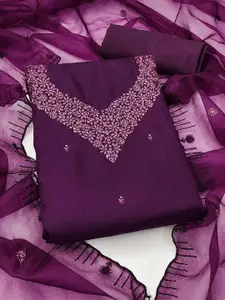 Peachmode Floral Embroidered Sequinned Art Silk Unstitched Dress Material