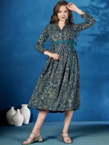 Anouk Women Printed Fit & Flared Midi Ethnic Dresses