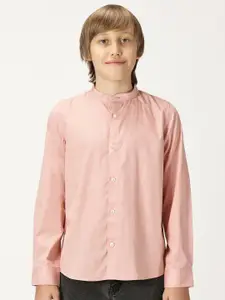 French Connection Boys Premium Band Collar Solid Cotton Casual Shirt