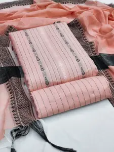 Maroosh Striped Woven Design Unstitched Dress Material