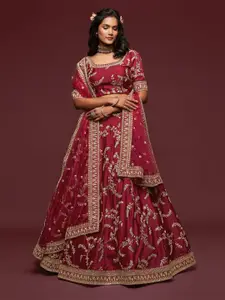 ODETTE Embroidered Semi-Stitched Lehenga & Unstitched Blouse With Dupatta