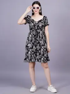BAESD Women Floral Printed Short sleeves Fit & Flare Dress