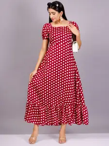 BAESD Women Polka Dots Printed Fit & Flare Dress