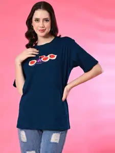 Funday Fashion Women Printed Applique T-shirt