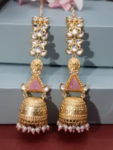 Niscka Brass-Plated Contemporary Drop Earrings