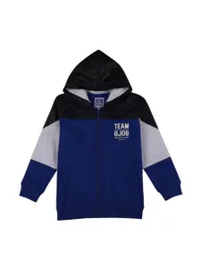 Gini and Jony Boys Hooded Colourblocked Cotton Casual Bomber Jacket