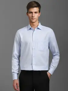 Louis Philippe Men Classic Spread Collar Textured Cotton Formal Shirt