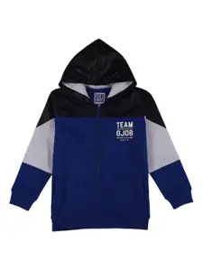 Gini and Jony Boys Hooded Colourblocked Cotton Casual Bomber Jacket