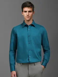 Louis Philippe Men Classic Spread Collar Solid Cotton Formal Shirt