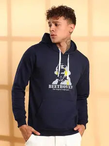 Campus Sutra Men Humour and Comic Printed Hooded Sweatshirt