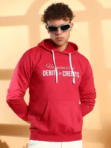 Campus Sutra Men Printed Hooded Cotton Pullover Sweatshirt