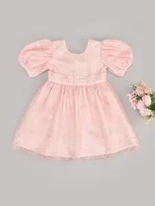 Pantaloons Junior Girls Sequined Embellished Puff Sleeve Fit & Flare Dress