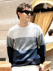 Campus Sutra Men Colourblocked Long Sleeves Pullover