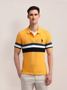 U.S. Polo Assn. Men Striped Polo Collar Cotton Slim Fit T-shirt