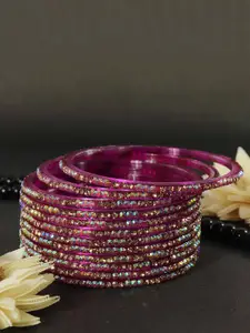 LAVAZZA Set Of 12 Zircon Diamond Stone Studded & Beads Bangle