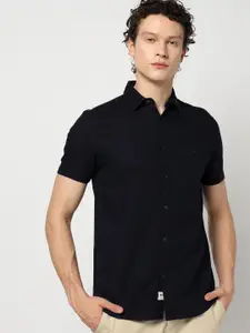 Blue Buddha Men Comfort Spread Collar Solid Cotton Tailored Fit Casual Shirt