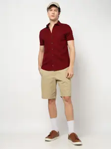 Blue Buddha Men Comfort Spread Collar Solid Cotton Tailored Fit Casual Shirt