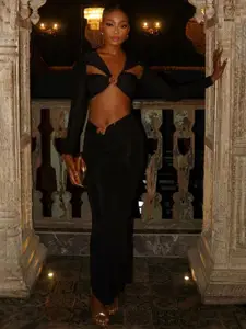 LULU & SKY V-Neck Crop Top & Maxi Skirt