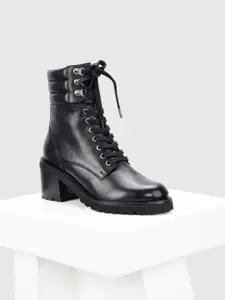 Oroh Women Block Heel Biker Boots