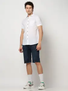 Blue Buddha Men Comfort Spread Collar Solid Cotton Tailored Fit Casual Shirt