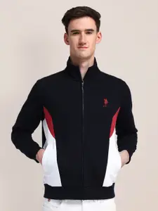 U.S. Polo Assn. Men Colourblocked High Neck Cotton Sweatshirt