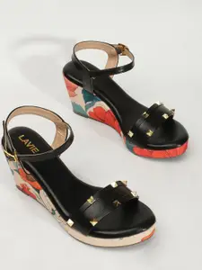 Lavie Women Printed Kitten Pumps with Buckles