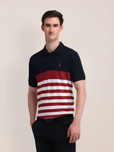 U.S. Polo Assn. Men Striped Polo Collar Cotton Slim Fit T-shirt