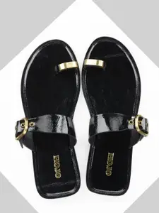 Oroh Women Leather One Toe Flats With Buckles