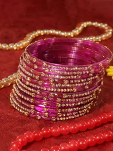 LAVAZZA Set Of 12 Zircon Diamond & Beads Studded Glass Bangle