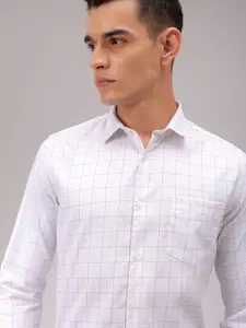 The Indian Garage Co. X Luxe Men Cutaway Collar Checked Slim Fit Formal Shirt