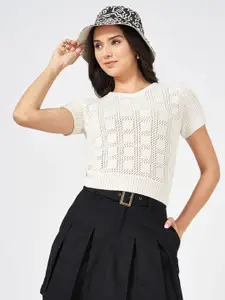 People Women Self Design Pure Cotton Top