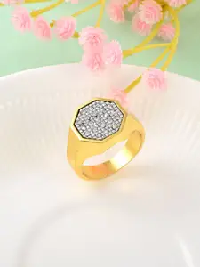 MEMOIR Gold-Plated Stone-Studded Finger Ring