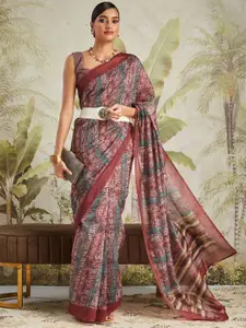 RACHNA Geometric Printed Ready to Wear Chanderi Saree