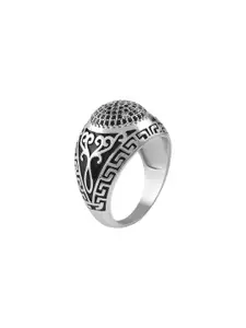 MEMOIR Men Oxidised Diamond Stone Studded Finger Ring