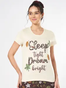Dreamz by Pantaloons Women Printed Pure Cotton Lounge T-Shirts