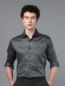 DON VINO Men Comfort Cutaway Collar Chevron Printed Cotton Slim Fit Formal Shirt