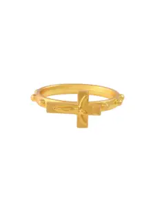 MEMOIR Men Gold-Plated Christian spiritual Jesus Crucifix Cross Finger Ring