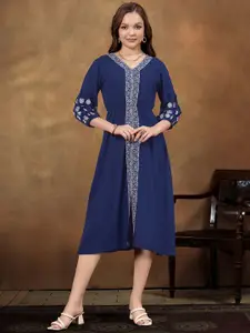 Anouk Women Embroidered V Neck Ethnic Dresses